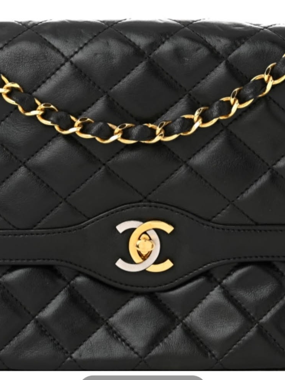 CHANEL Black Quilted Leather Shoulder Bag with Gold Hardware